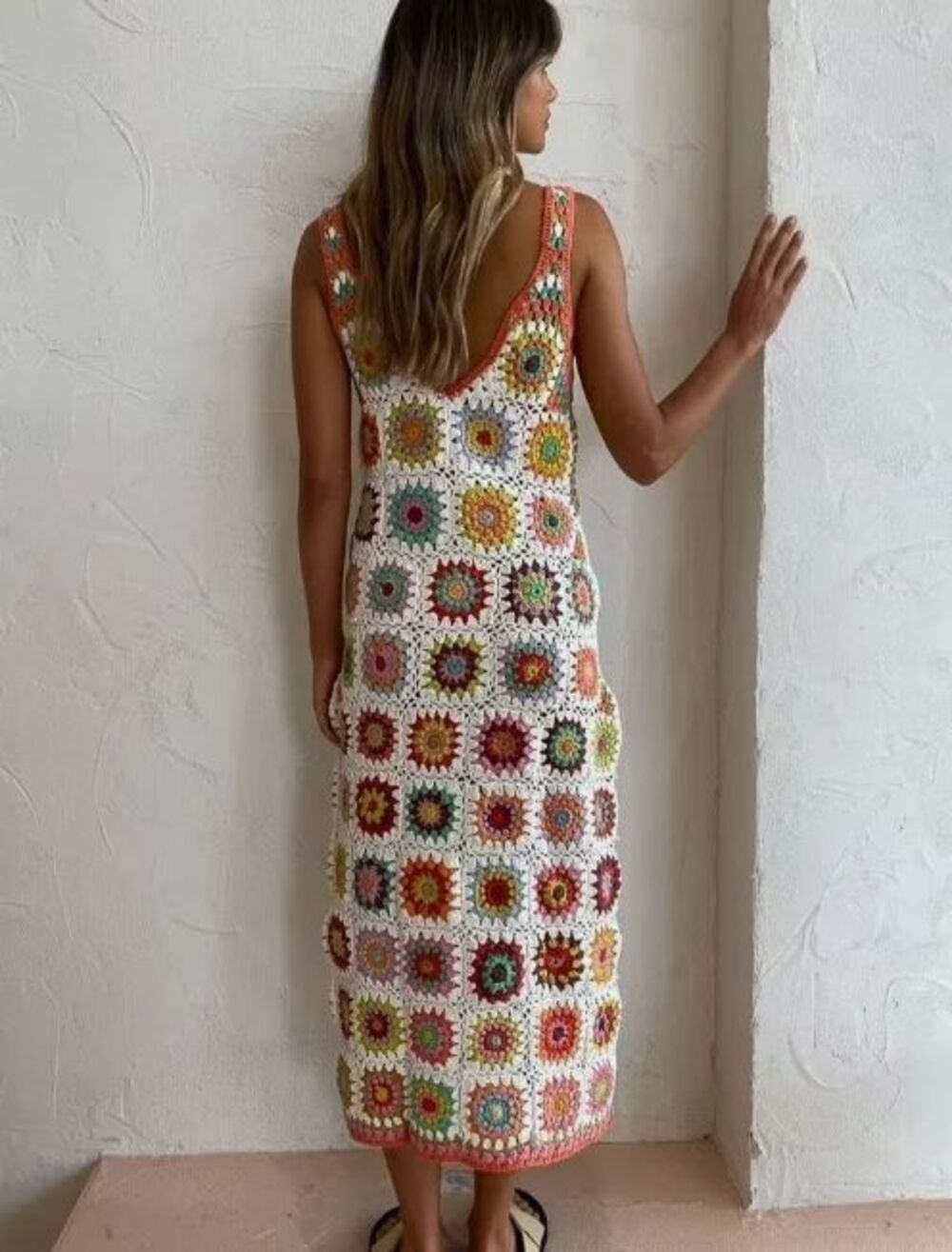 Alemais Crochet Midi Dress Size US 12 Multicoloured Handmade - Picture 3 of 6